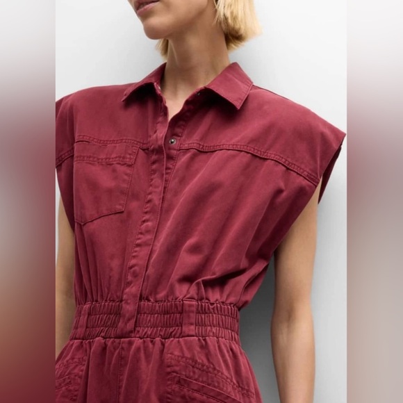 Anthropologie Pistola Rosie Button Front Jumpsuit Burgundy Size Large - Picture 3 of 13